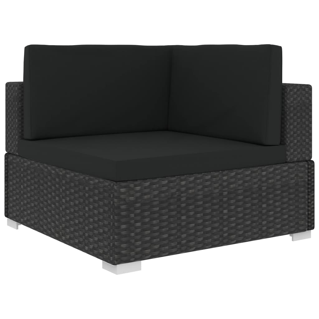 vidaXL 6 Piece Patio Lounge Set with Cushions Poly Rattan Black-3
