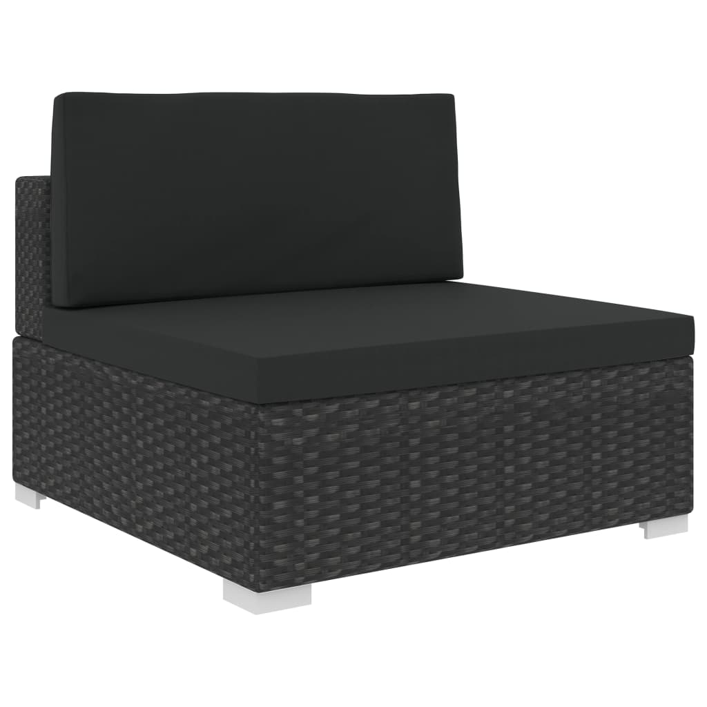 vidaXL 6 Piece Patio Lounge Set with Cushions Poly Rattan Black-4