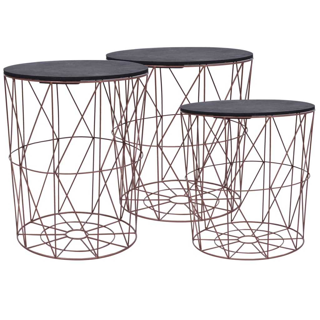 vidaXL Coffee Table 3 pcs Round End Table Sofa Table Living Room Furniture-3