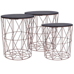 vidaXL Coffee Table 3 pcs Round End Table Sofa Table Living Room Furniture-3