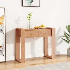 vidaXL Console Table 35.4"x13.8"x29.5" Solid Teak Wood-0