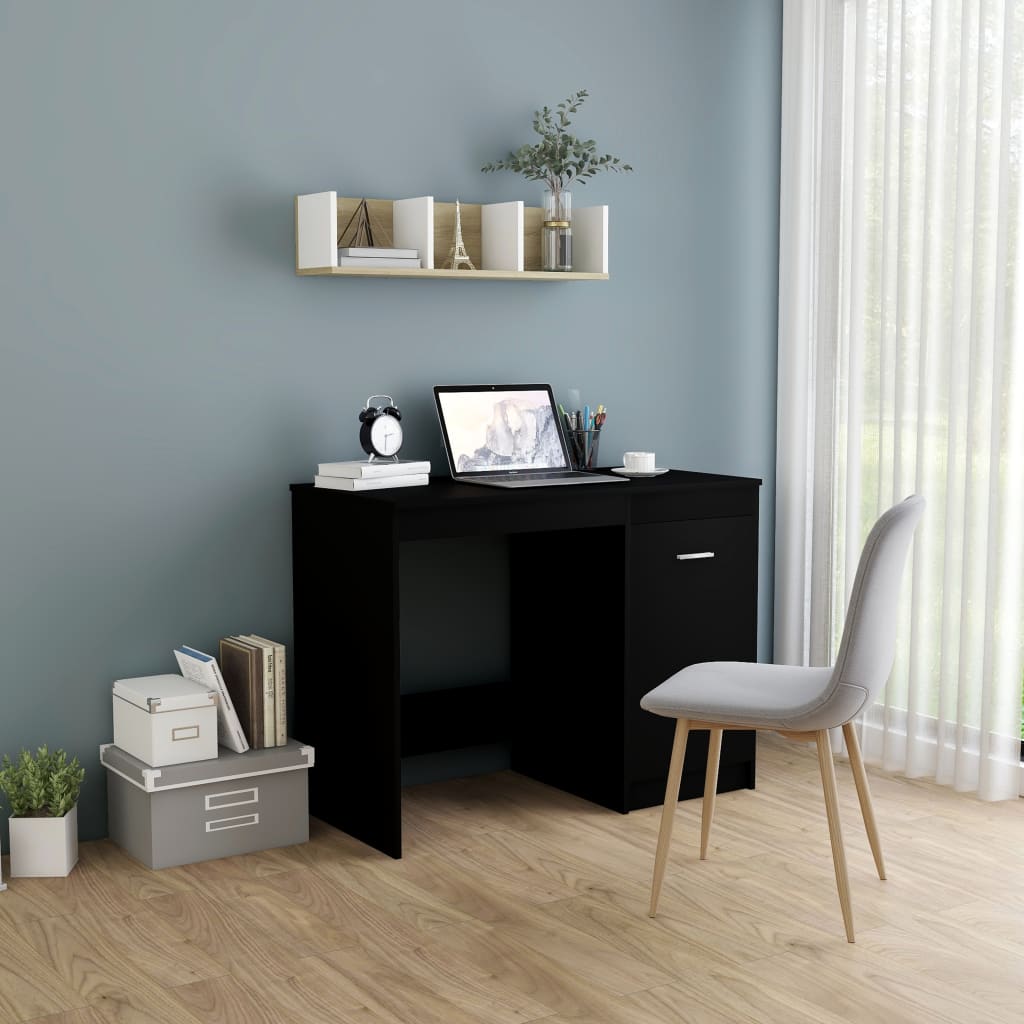 vidaXL Desk Computer Desk Office Desk Workstation with Shelves Engineered Wood-5