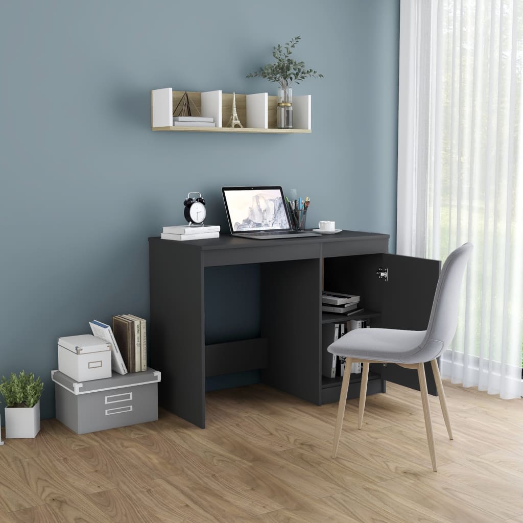 vidaXL Desk Computer Desk Office Desk Workstation with Shelves Engineered Wood-7
