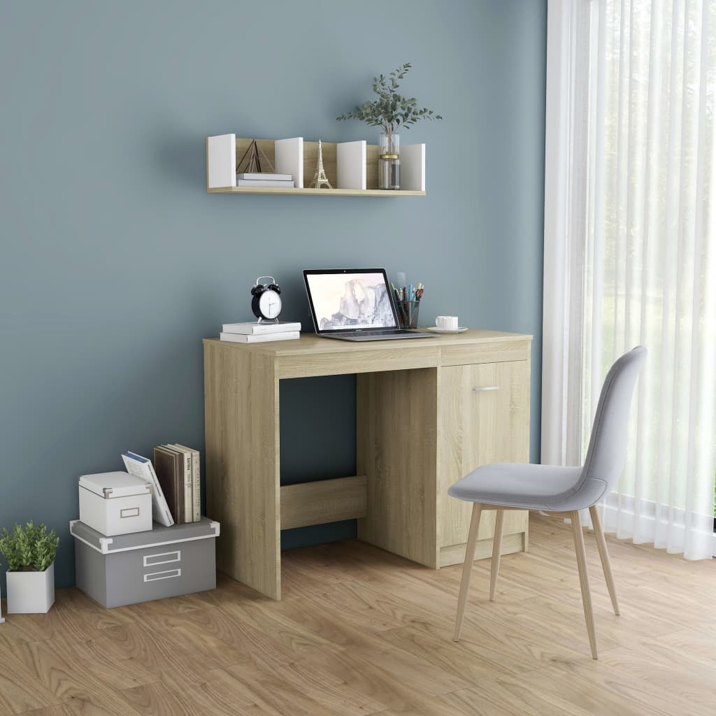 vidaXL Desk Computer Desk Office Desk Workstation with Shelves Engineered Wood-10