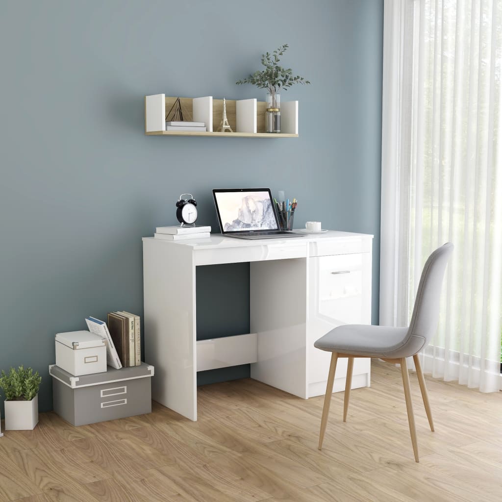vidaXL Desk Computer Desk Office Desk Workstation with Shelves Engineered Wood-9
