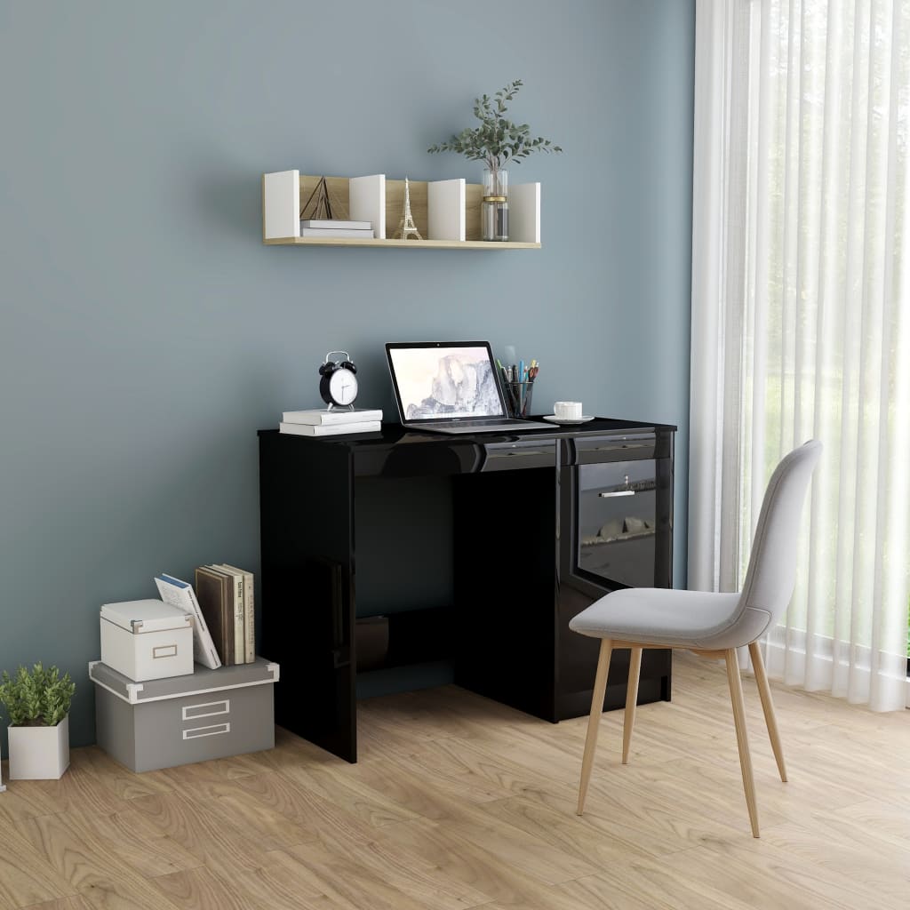 vidaXL Desk Computer Desk Office Desk Workstation with Shelves Engineered Wood-4