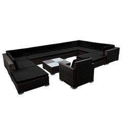 vidaXL 12 Piece Patio Lounge Set with Cushions Poly Rattan Black-1