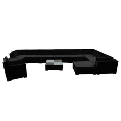 vidaXL 12 Piece Patio Lounge Set with Cushions Poly Rattan Black-3