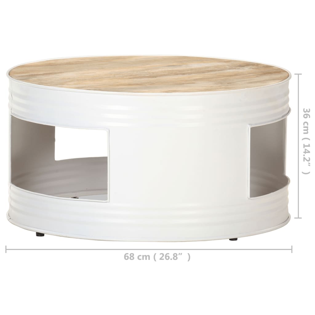 vidaXL Coffee Table Bowl-shaped End Table with Steel Base Solid Wood Reclaimed-4