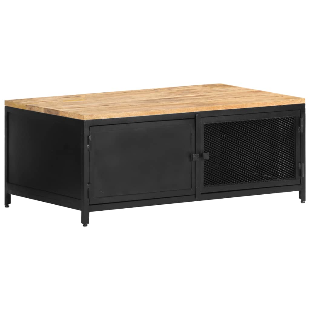 vidaXL Coffee Table 35.4"x19.7"x14.6" Solid Rough Mango Wood-0