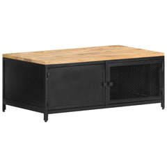 vidaXL Coffee Table 35.4"x19.7"x14.6" Solid Rough Mango Wood-0