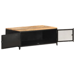vidaXL Coffee Table 35.4"x19.7"x14.6" Solid Rough Mango Wood-3