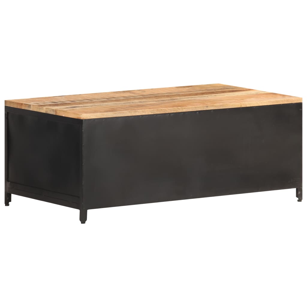 vidaXL Coffee Table 35.4"x19.7"x14.6" Solid Rough Mango Wood-4