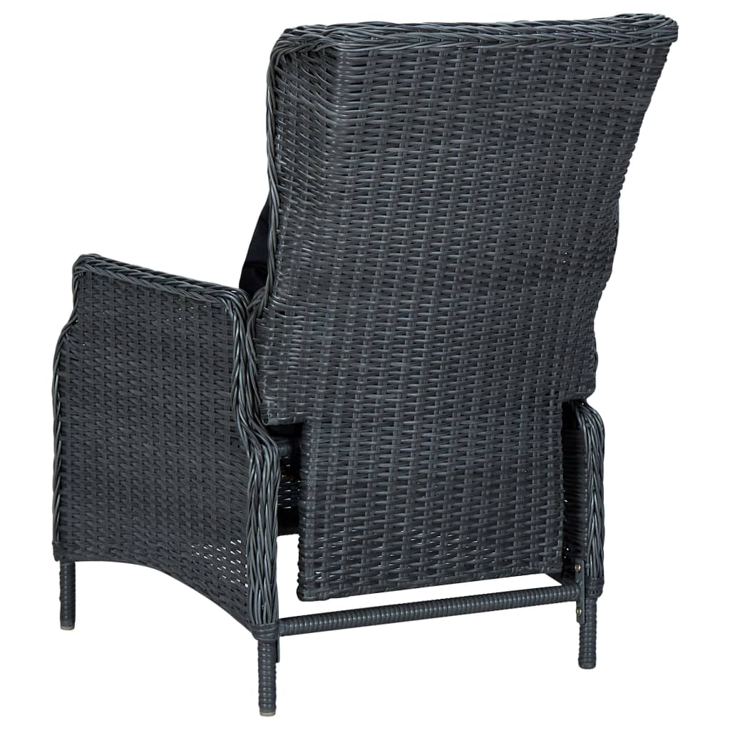 vidaXL Outdoor Recliner Chair Patio Lounge Chair with Cushions Poly Rattan-2