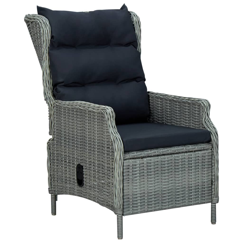 vidaXL Outdoor Recliner Chair Patio Lounge Chair with Cushions Poly Rattan-4