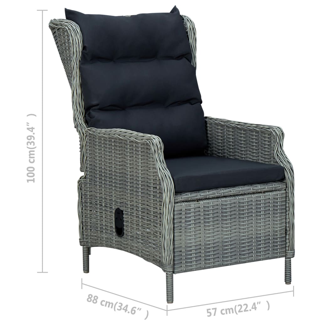 vidaXL Outdoor Recliner Chair Patio Lounge Chair with Cushions Poly Rattan-1
