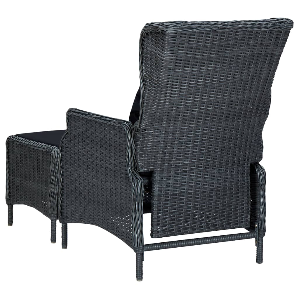 vidaXL Outdoor Recliner Chair Patio Lounge Chair with Cushions Poly Rattan-3