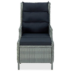vidaXL Outdoor Recliner Chair Patio Lounge Chair with Cushions Poly Rattan-0