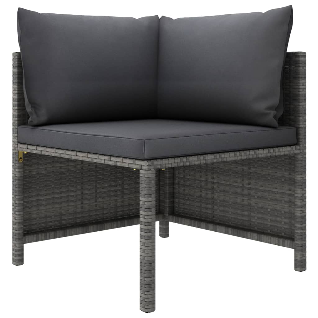 vidaXL 4 Piece Patio Sofa Set with Cushions Poly Rattan Gray-2