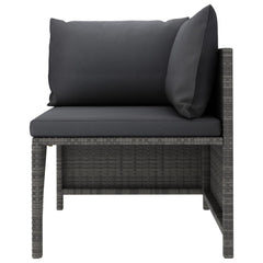 vidaXL 4 Piece Patio Sofa Set with Cushions Poly Rattan Gray-3
