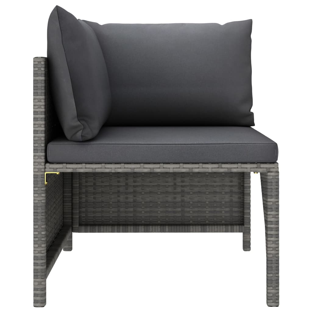 vidaXL 4 Piece Patio Sofa Set with Cushions Poly Rattan Gray-4