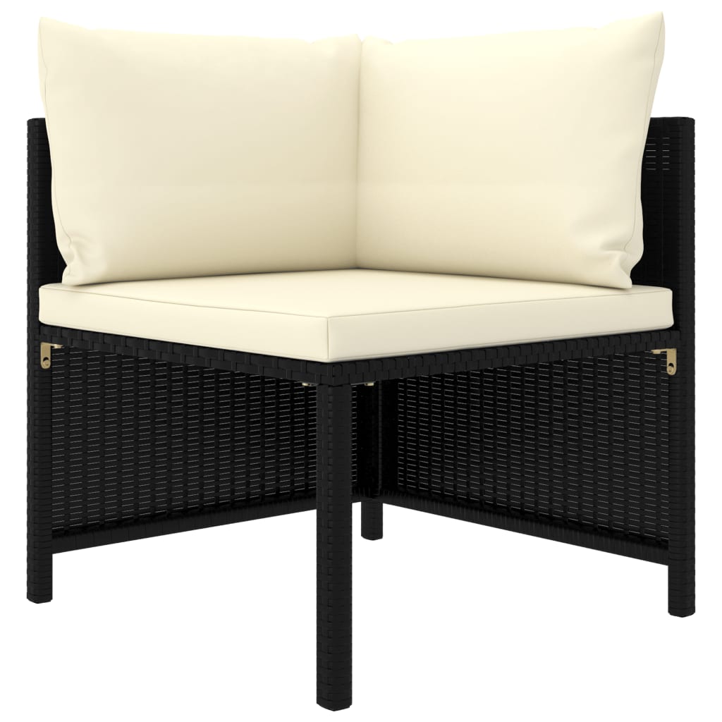 vidaXL 5 Piece Patio Sofa Set with Cushions Black Poly Rattan-2