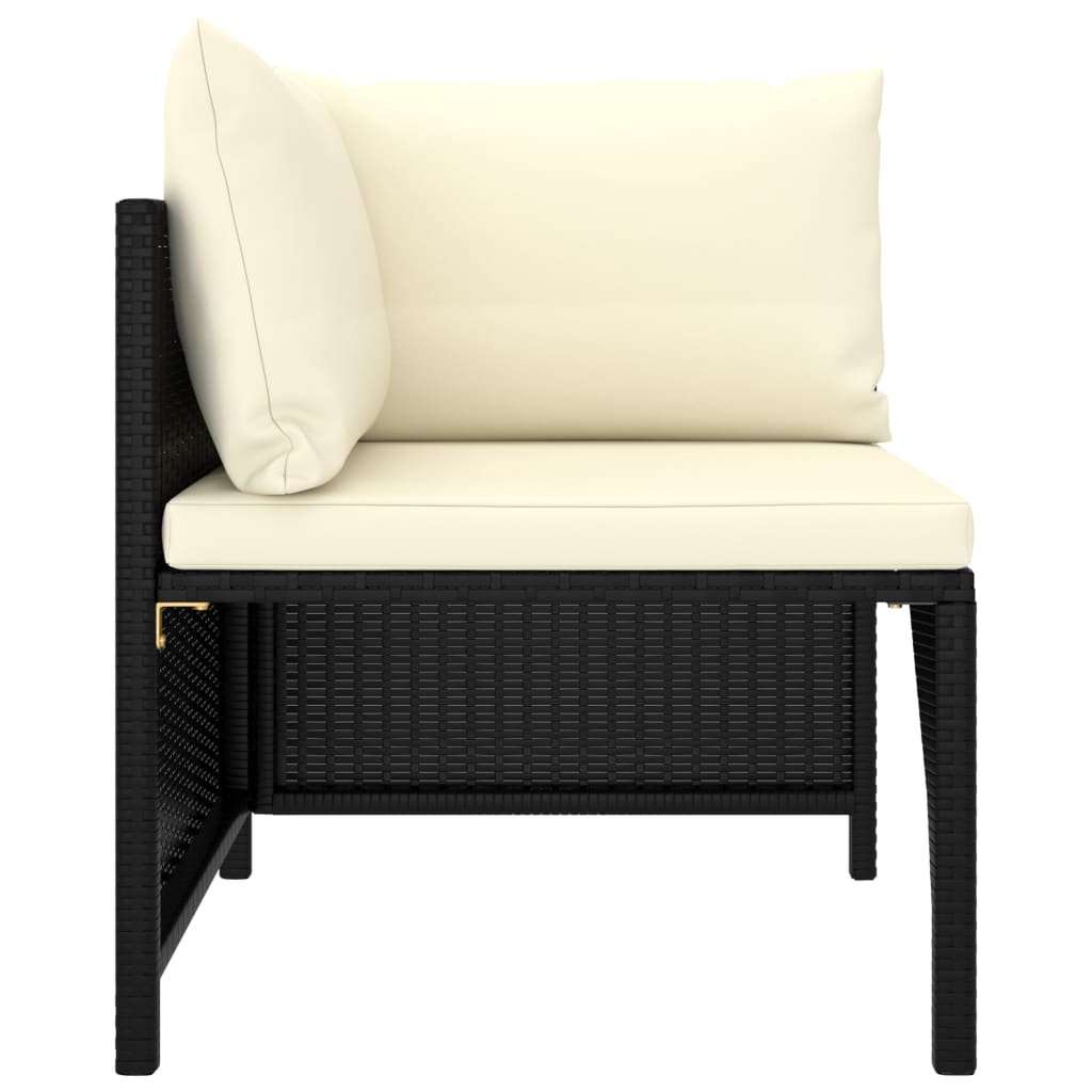 vidaXL 5 Piece Patio Sofa Set with Cushions Black Poly Rattan-3