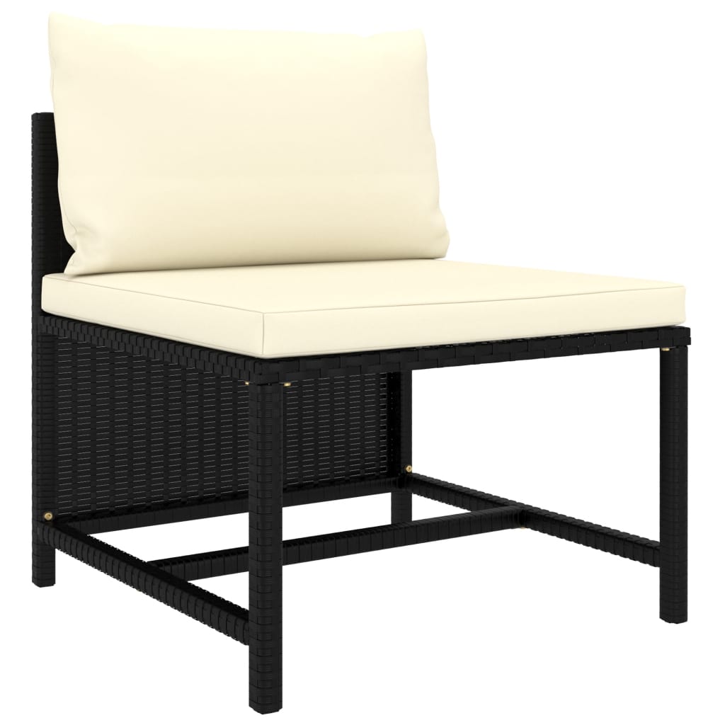 vidaXL 5 Piece Patio Sofa Set with Cushions Black Poly Rattan-4