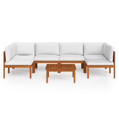 vidaXL 7 Piece Patio Lounge Set with Cushions Cream Solid Acacia Wood-2