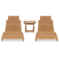 vidaXL 3 Piece Folding Patio Lounge Set Solid Teak Wood-1