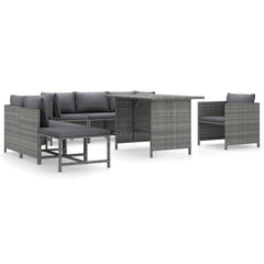 vidaXL 8 Piece Patio Lounge Set with Cushions Poly Rattan Gray-1