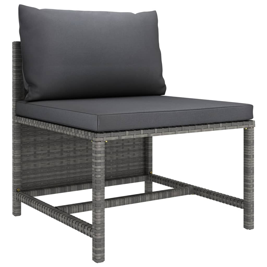 vidaXL 8 Piece Patio Lounge Set with Cushions Poly Rattan Gray-4