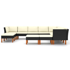 vidaXL 12 Piece Patio Lounge Set with Cushions Poly Rattan Black-1