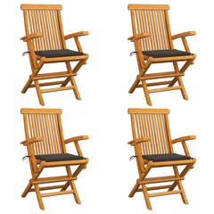 vidaXL Patio Chairs Outdoor Bistro Folding Chair with Cushions Solid Wood Teak-1