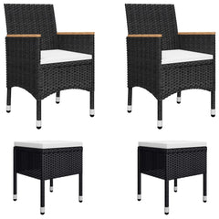 vidaXL 5 Piece Patio Dining Set Black-2
