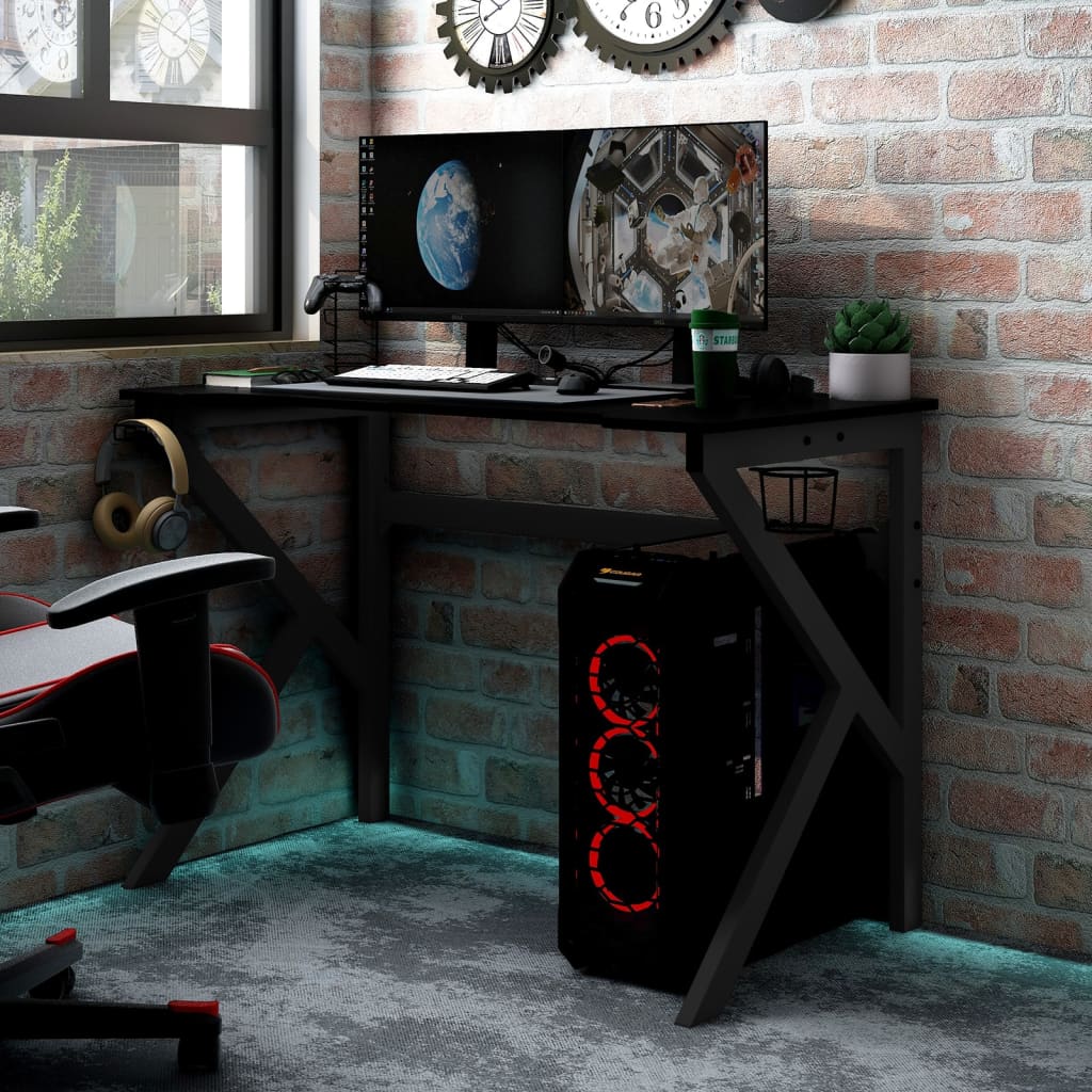 vidaXL Gaming Desk with K Shape Legs Home Office Computer Table Furniture-1