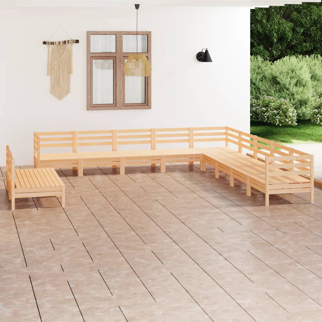 vidaXL 11 Piece Patio Lounge Set Solid Pinewood Black-6