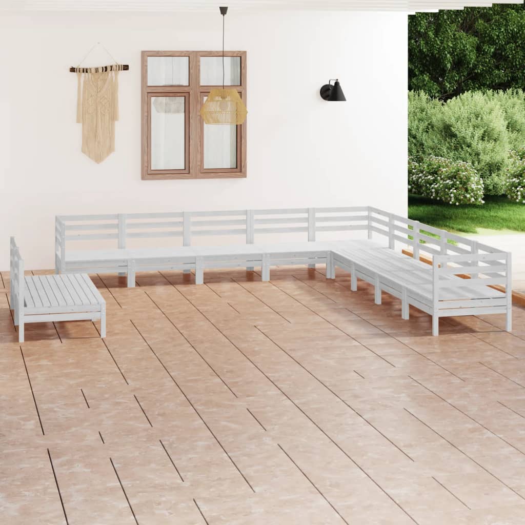 vidaXL 11 Piece Patio Lounge Set Solid Pinewood Black-8