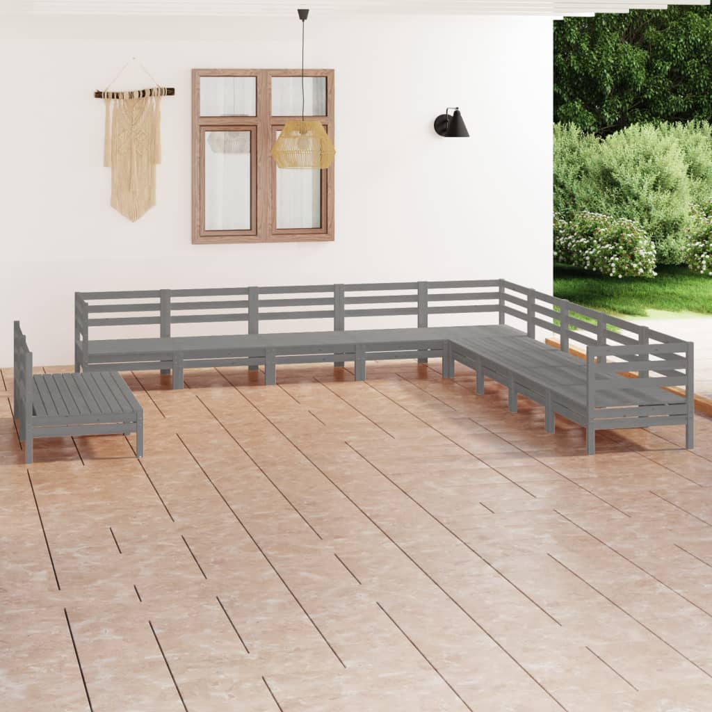 vidaXL 11 Piece Patio Lounge Set Solid Pinewood Black-7