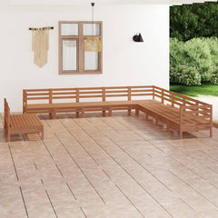 vidaXL 11 Piece Patio Lounge Set Solid Pinewood Black-0