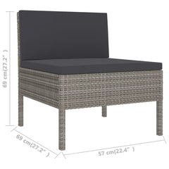 vidaXL 8 Piece Patio Lounge Set with Cushions Poly Rattan Gray-3