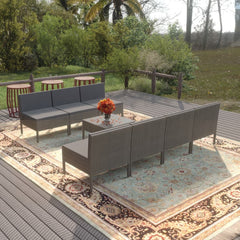 vidaXL 8 Piece Patio Lounge Set with Cushions Poly Rattan Gray-0