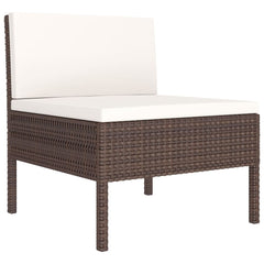 vidaXL 11 Piece Patio Lounge Set with Cushions Poly Rattan Brown-1