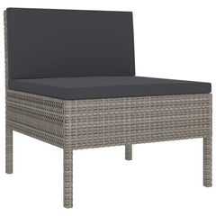 vidaXL 10 Piece Patio Lounge Set with Cushions Poly Rattan Gray-2