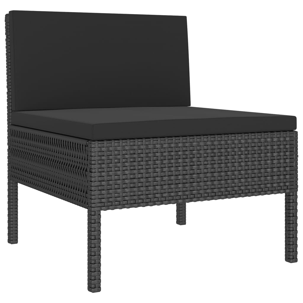 vidaXL 14 Piece Patio Lounge Set with Cushions Poly Rattan Black-2