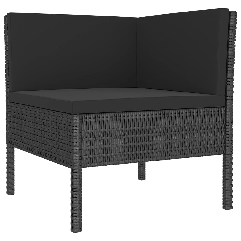 vidaXL 14 Piece Patio Lounge Set with Cushions Poly Rattan Black-3