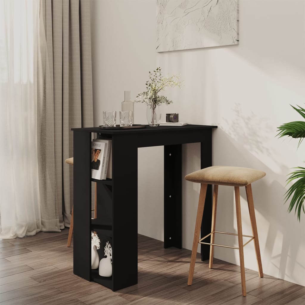 vidaXL Bar Table Kitchen Pub Table Bistro Table with Shelf Engineered Wood-11