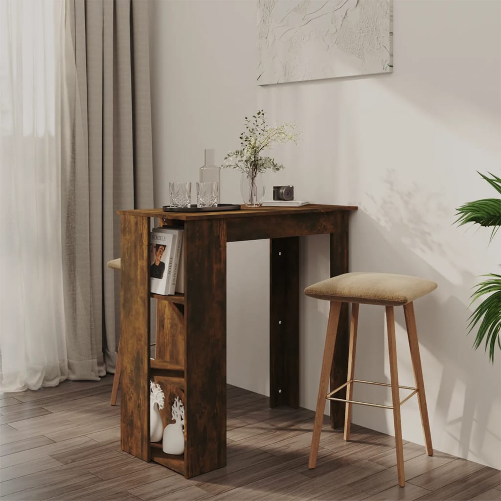 vidaXL Bar Table Kitchen Pub Table Bistro Table with Shelf Engineered Wood-7