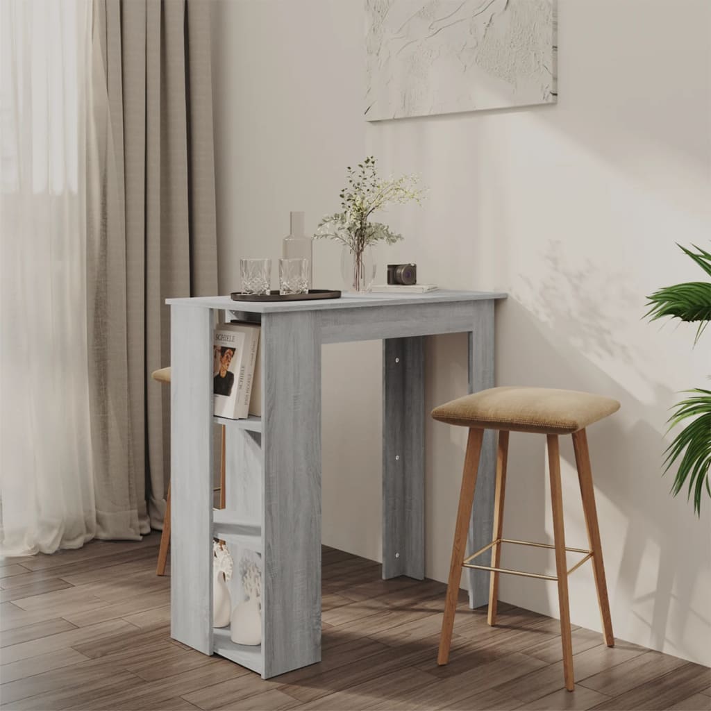 vidaXL Bar Table Kitchen Pub Table Bistro Table with Shelf Engineered Wood-5