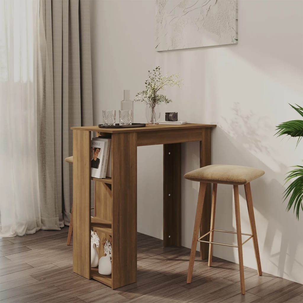 vidaXL Bar Table Kitchen Pub Table Bistro Table with Shelf Engineered Wood-6